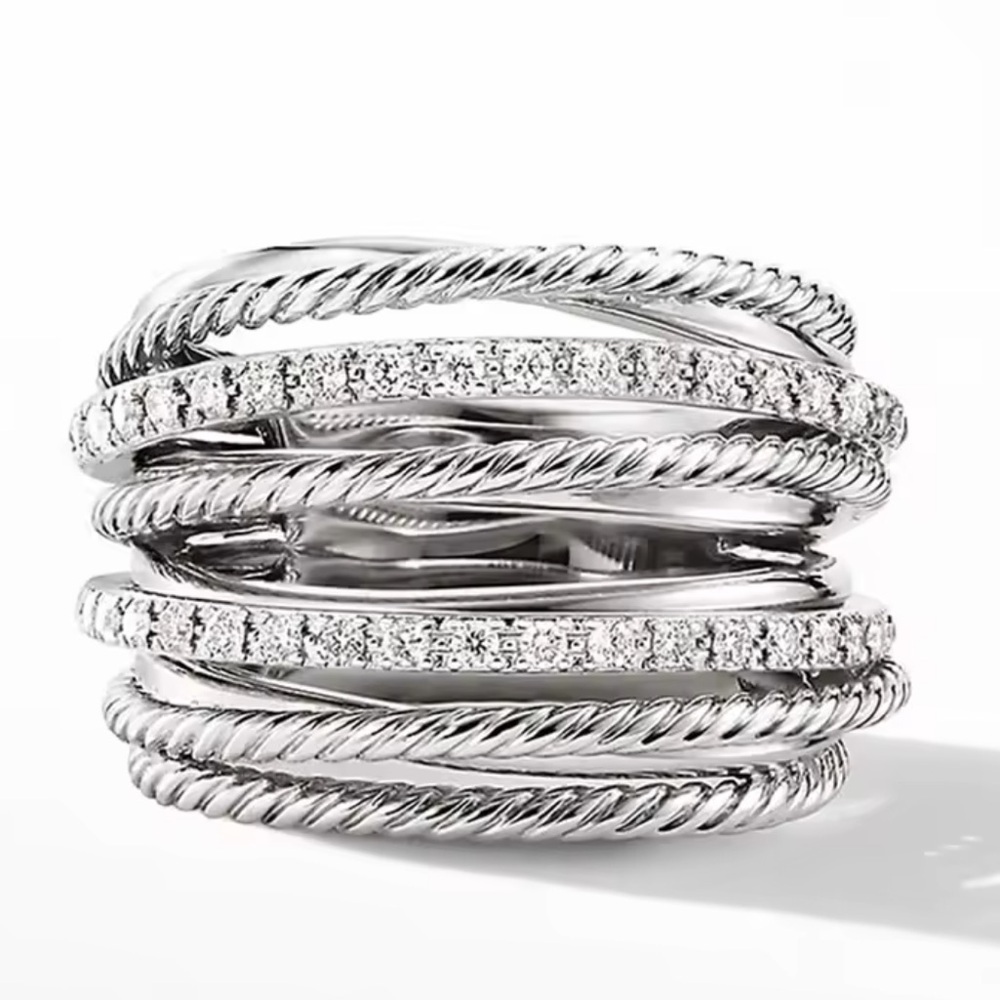 Classic Wedding bridal  Silver color and crystal Women's Ring